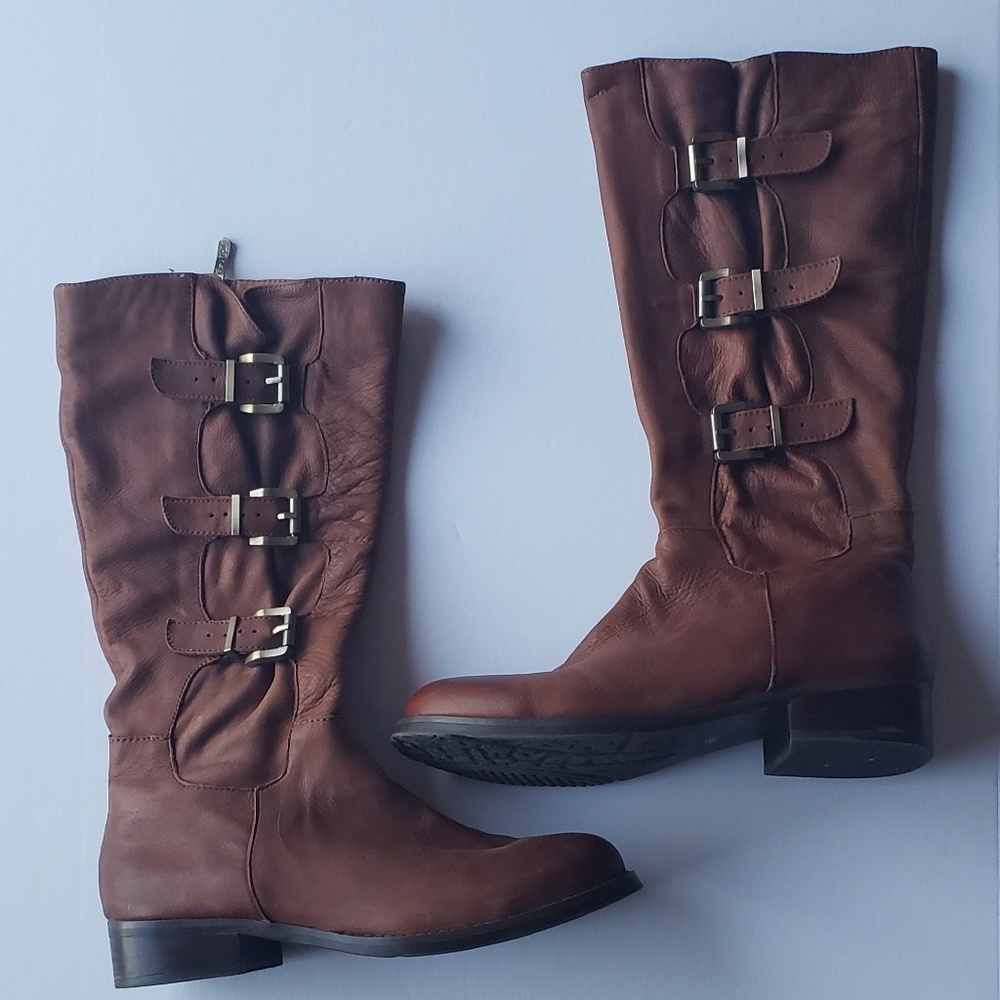 Two Lips Womens Brown Leather Boots Knee Hgt. Used